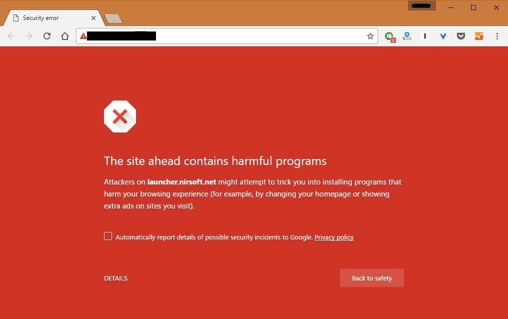 Site Contains Harmful Programs Chrome