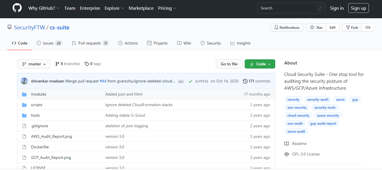 A screenshot of CS-Suite scripts in GitHub