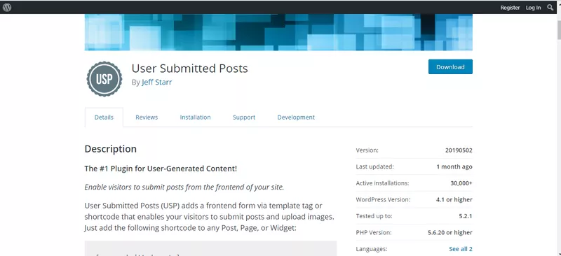 User Submitted Posts Plugin in WordPress Plugin Directory