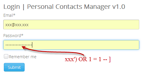 SQL injection hacking method
