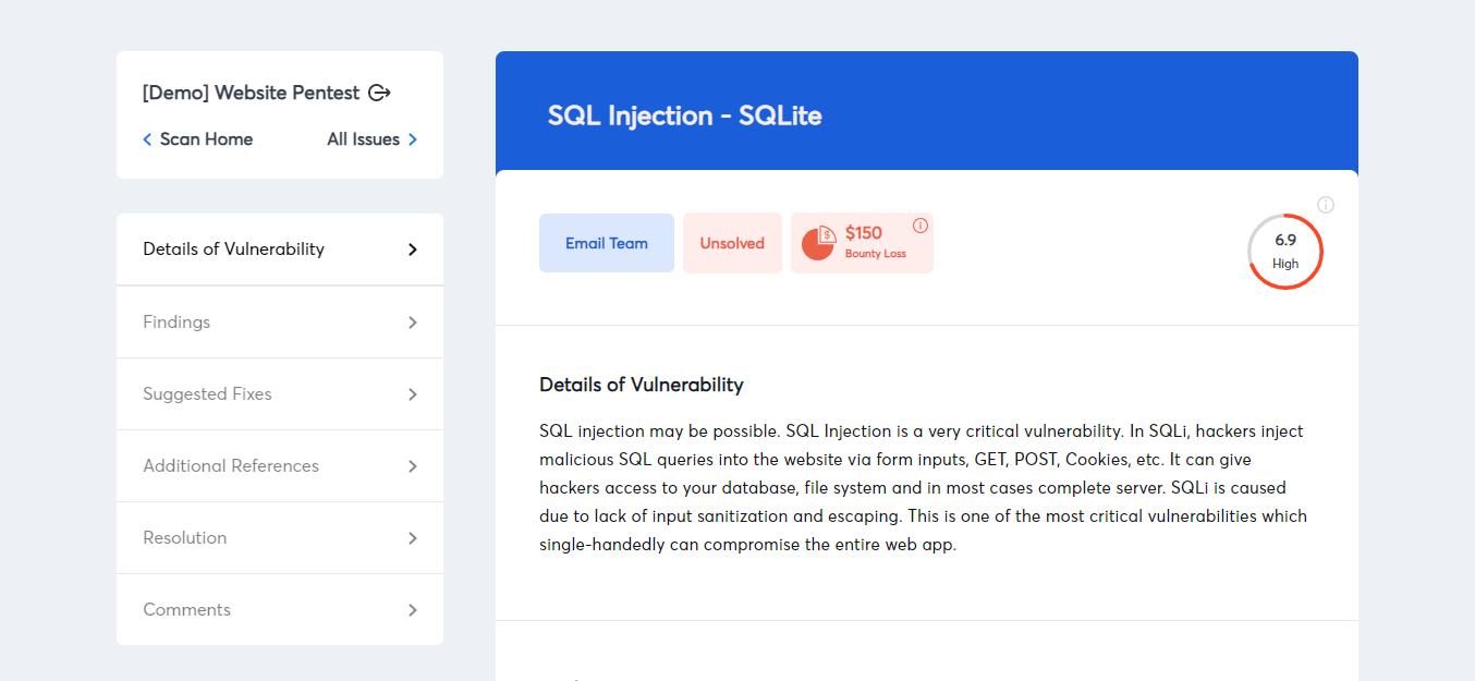External penetration testing report