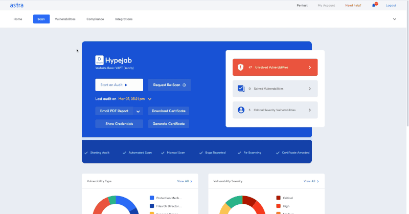 Compliance-specific scans with Astra