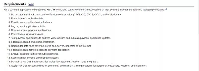 PCI-DSS requirements