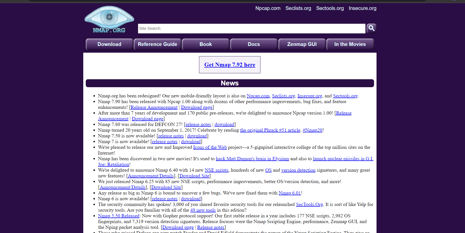 Nmap  - open source vulnerability scanning tool