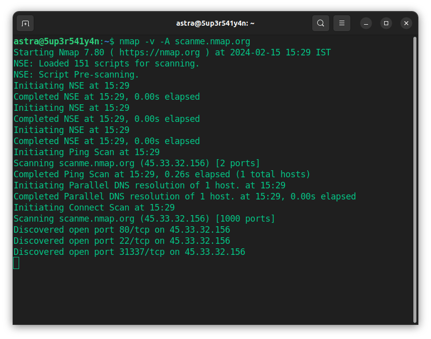 Nmap open source VAPT testing tool dashboard