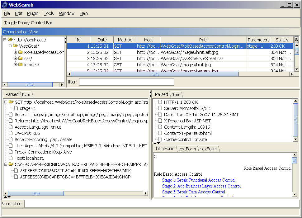 OWASP WebScarab Dashboard