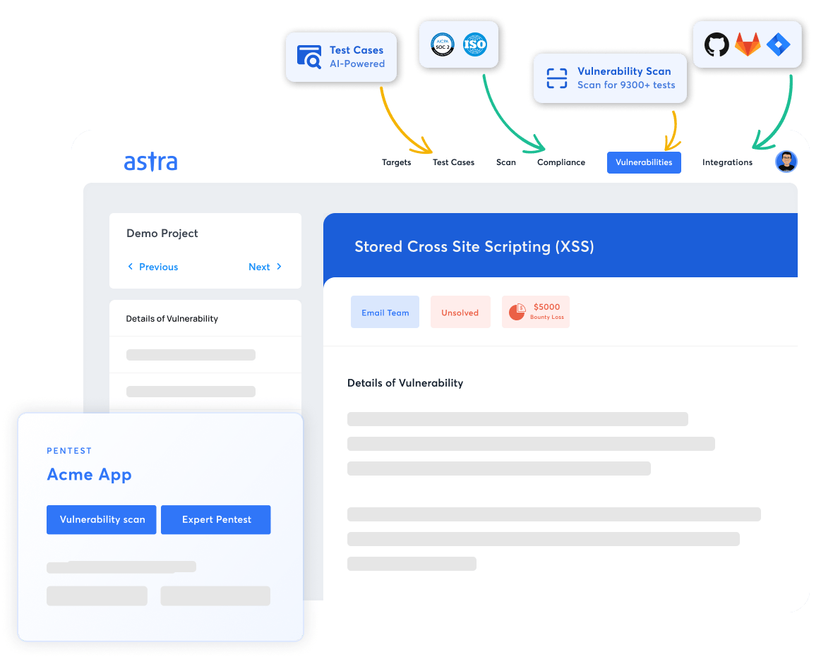 Astra dashboard