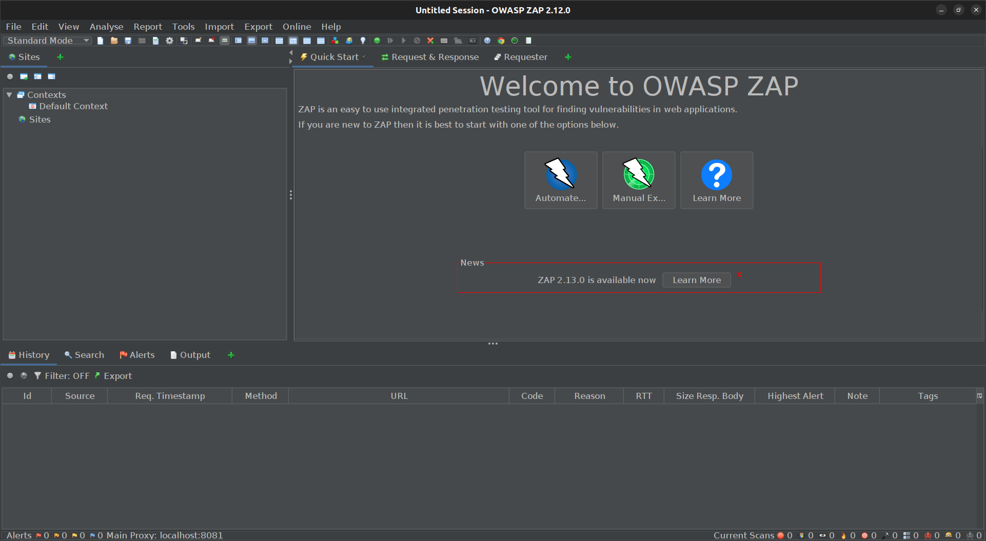 ZAP - vulnerability scanner