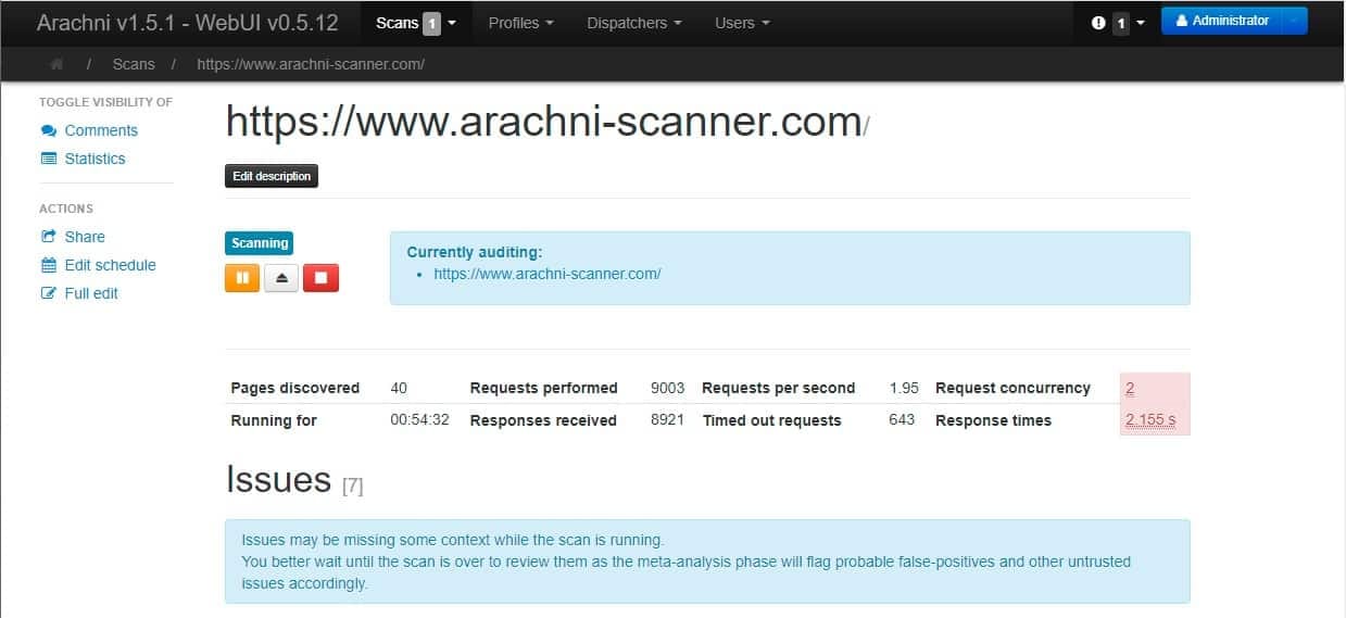 Arachni - Web vulnerability scanner