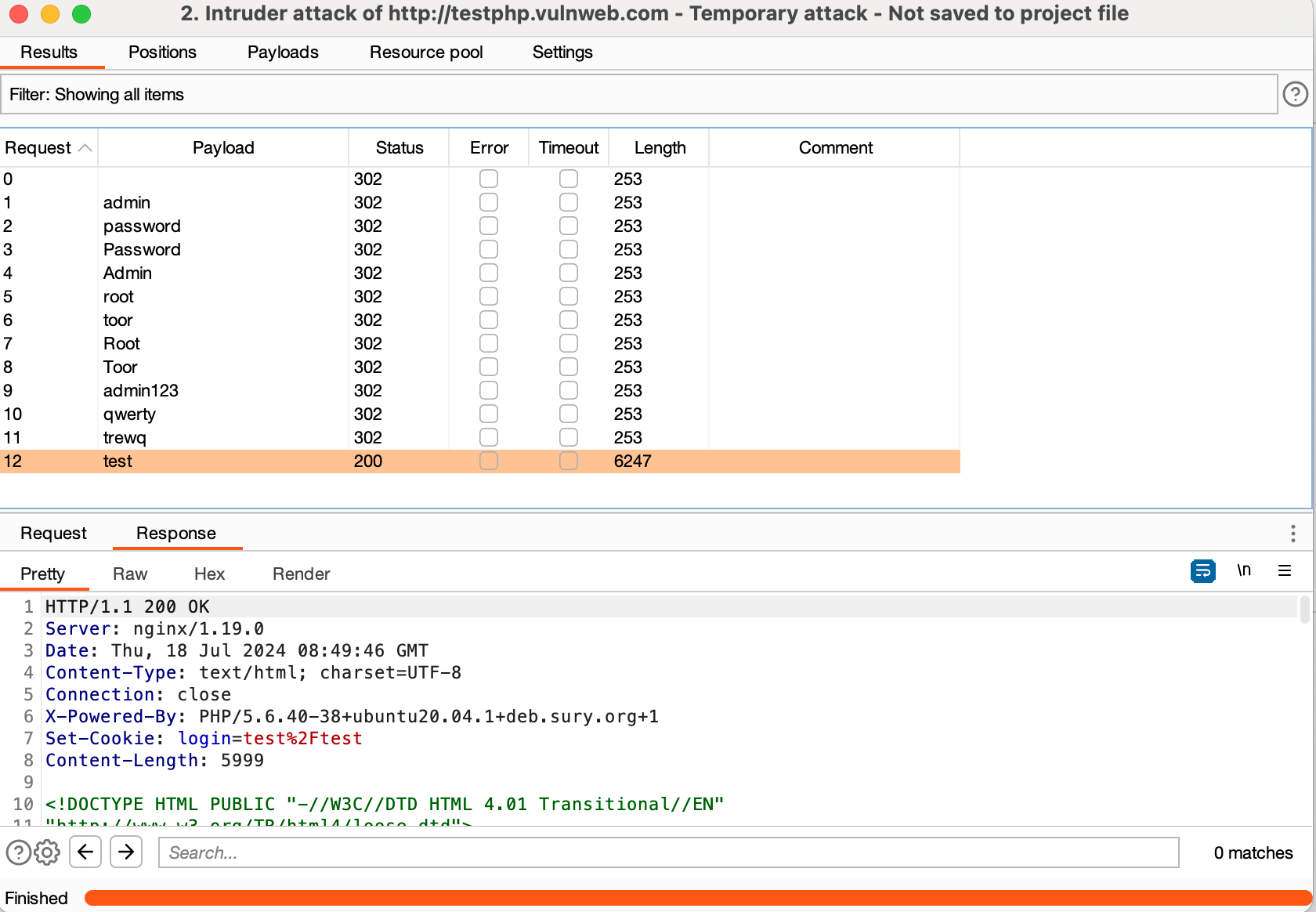Intruder attack - API penetration testing