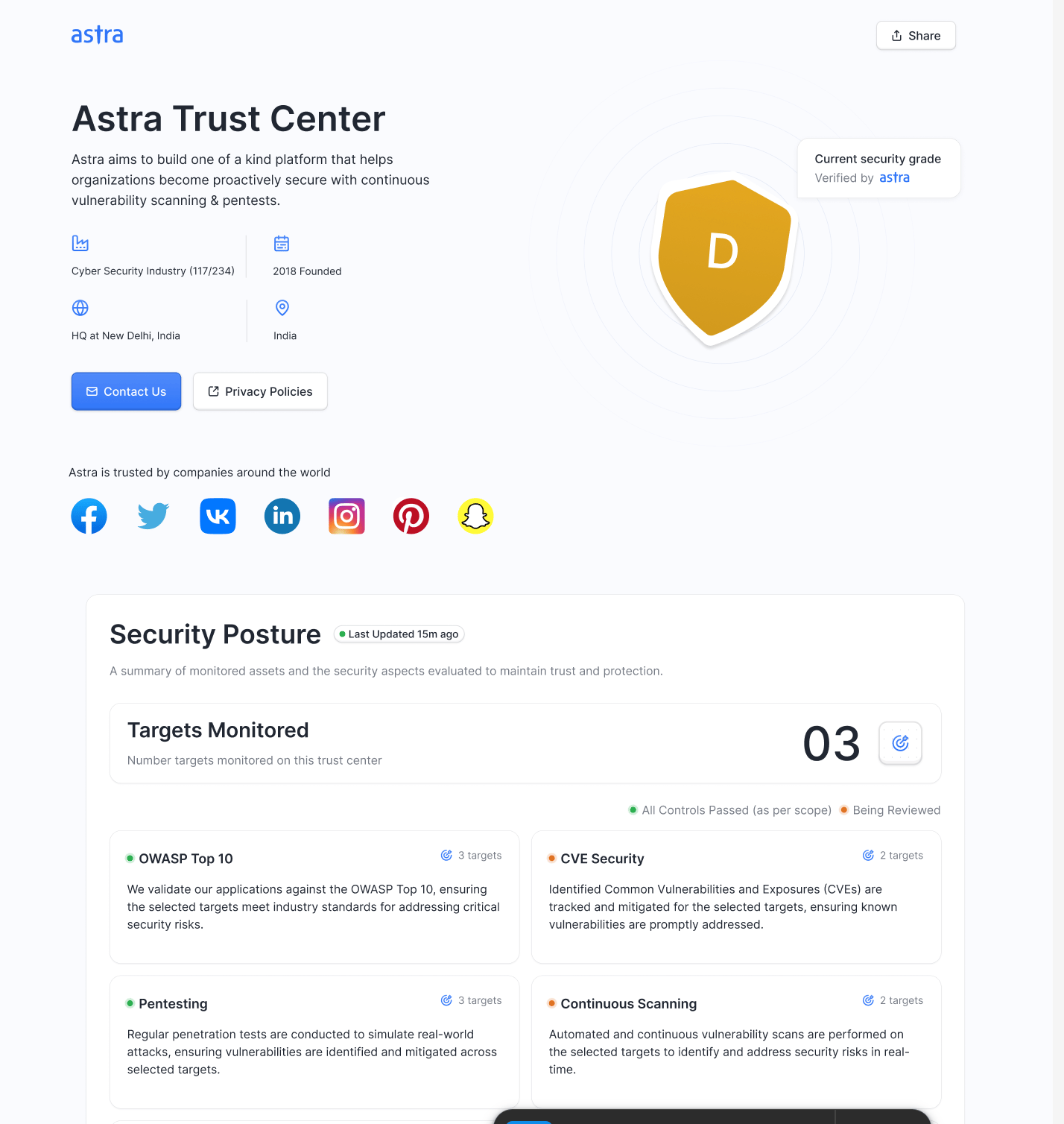 Astra trust center