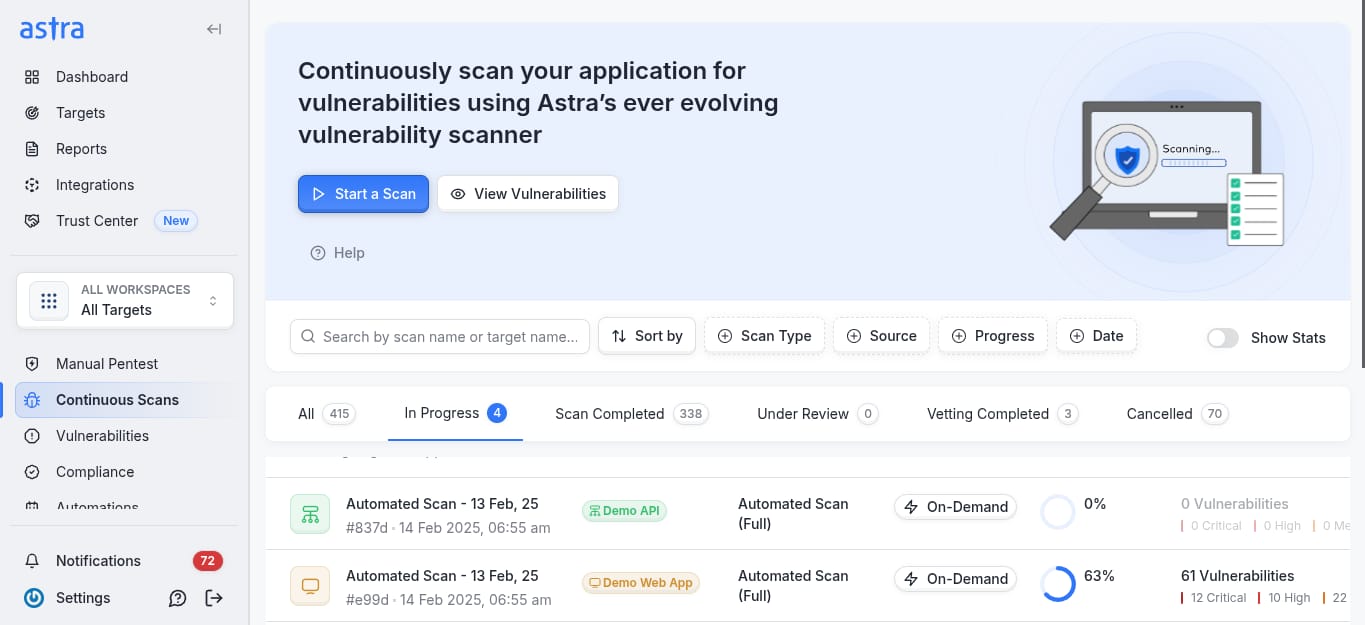Initiate Vulnerability Scan