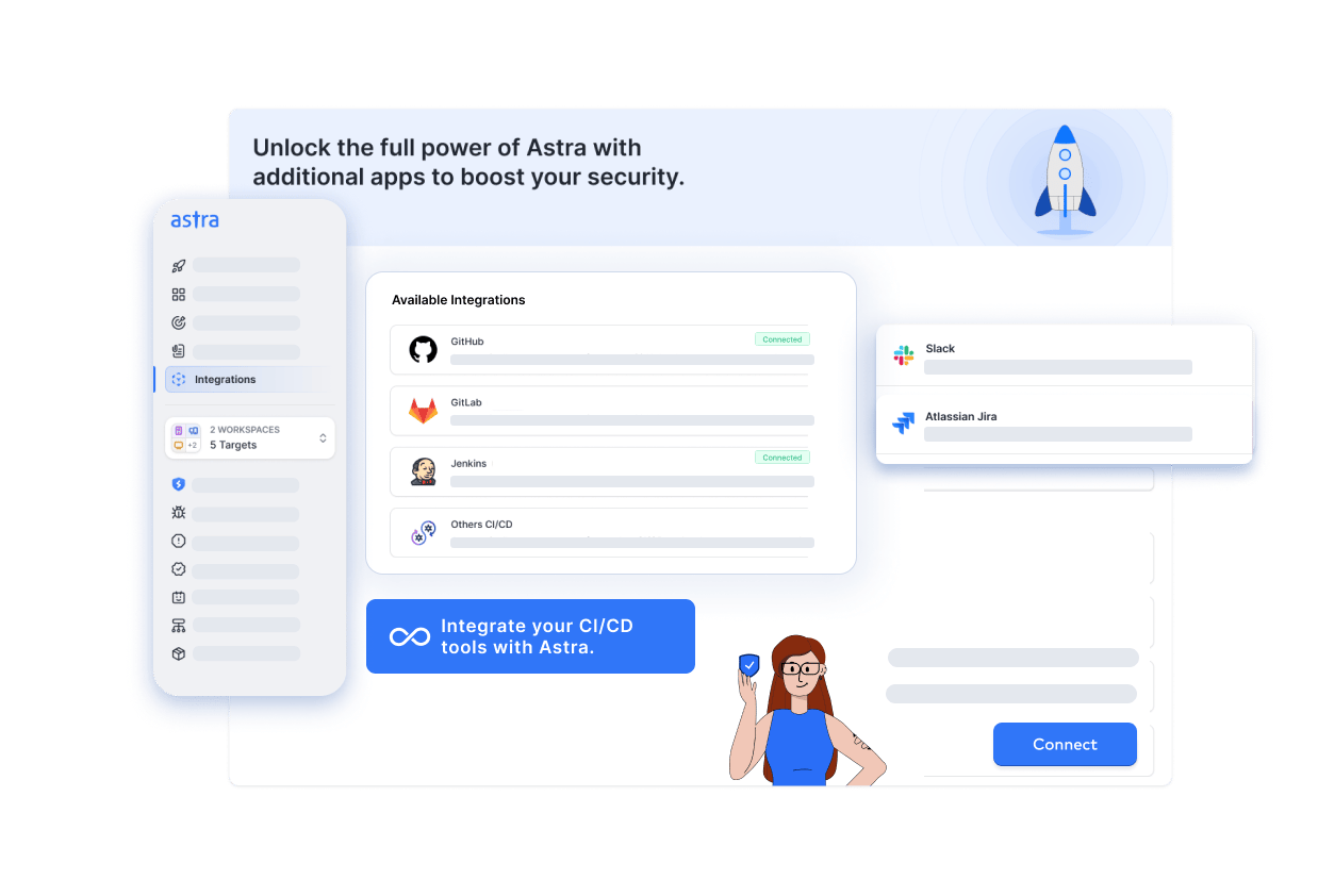 CI/CD Integrations offered on Astra Security's VAPT platform