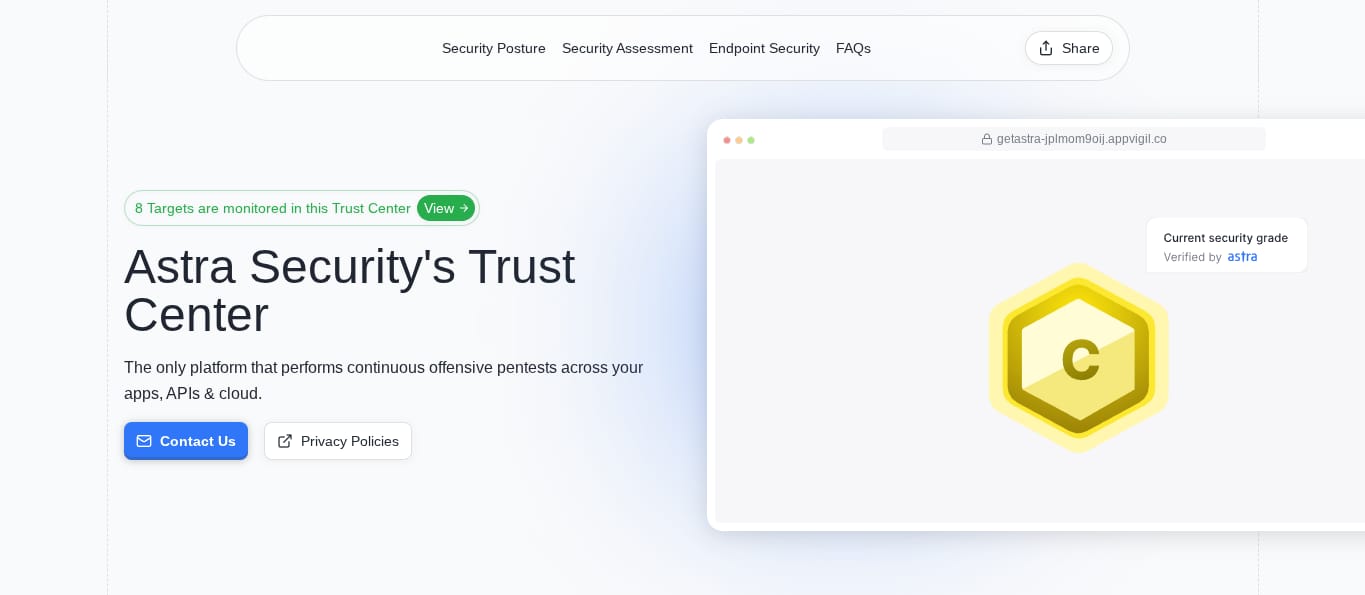 Astra Security Trust center