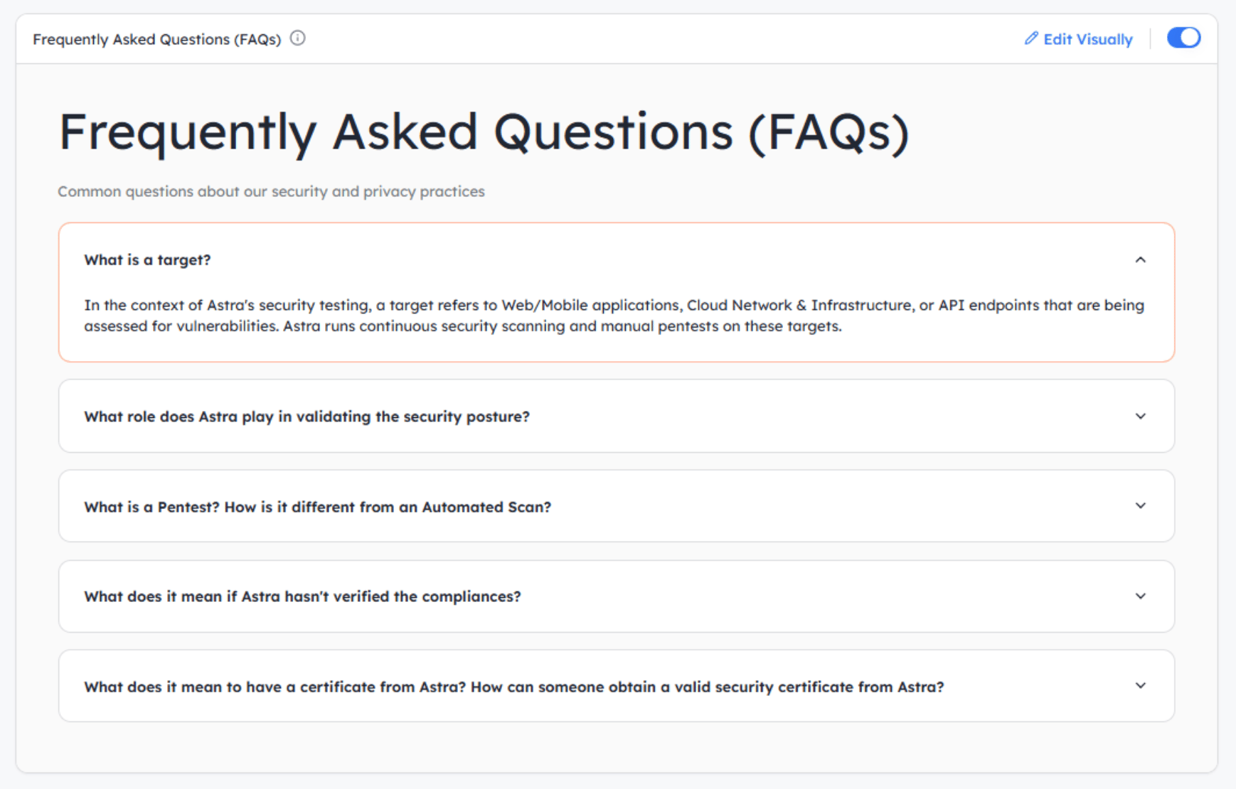 Astra Trust center FAQs