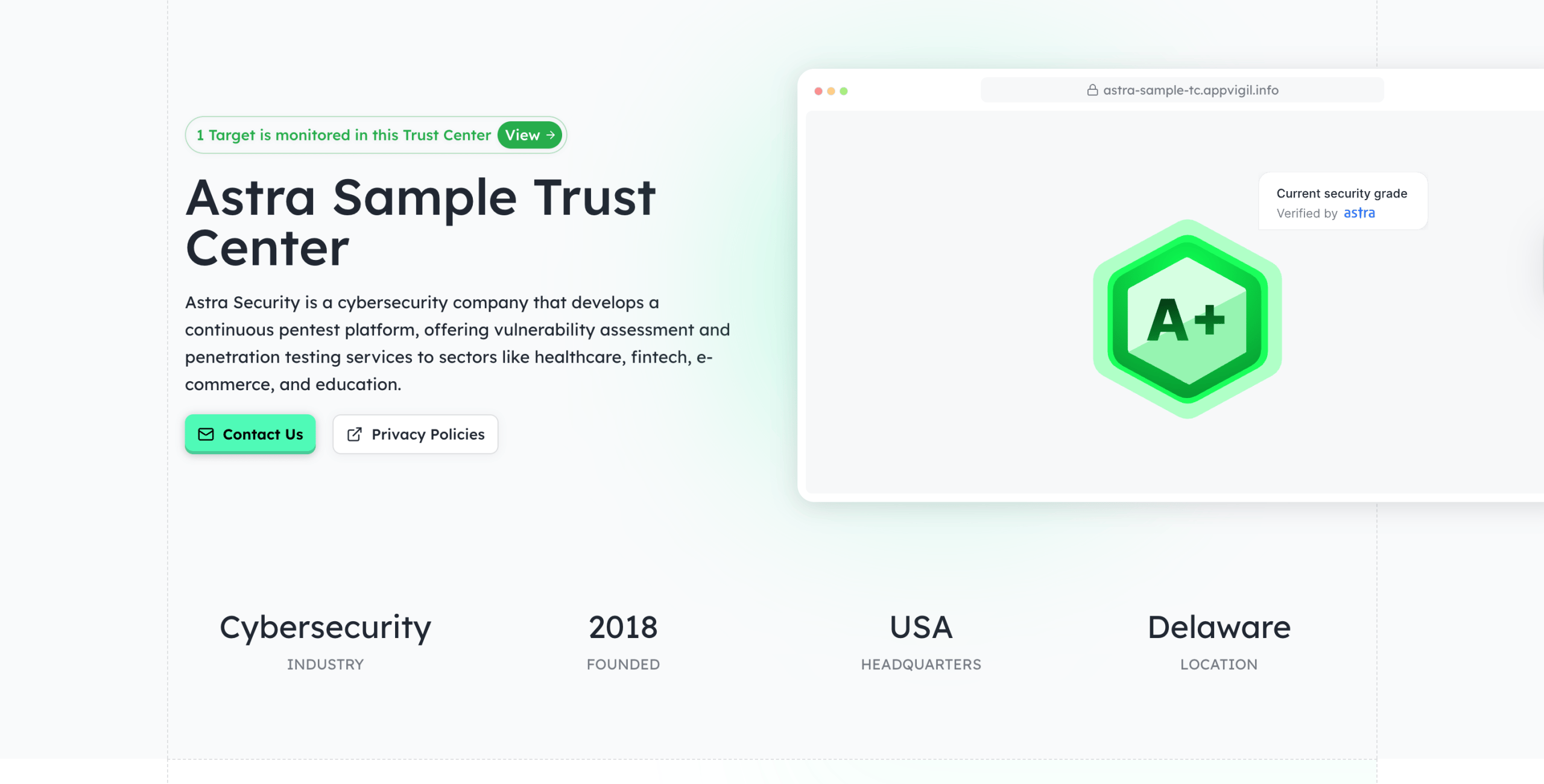 Astra Trust Center Platform - sample