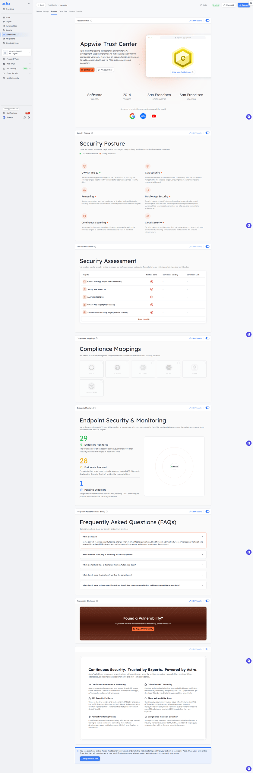 Astra Trust Center Platform - preview