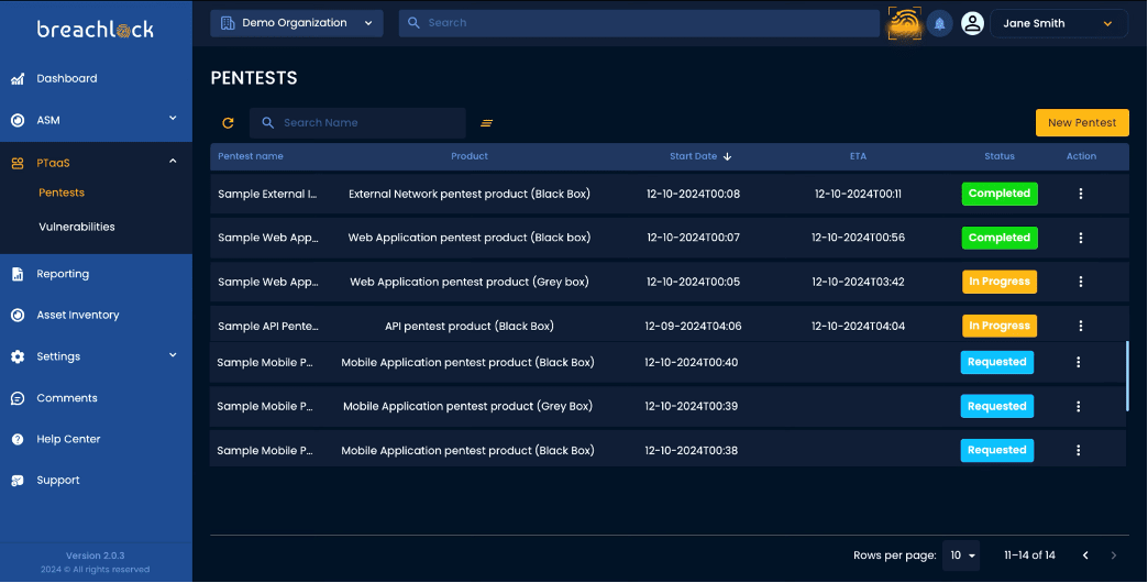 Breachlock dashboard