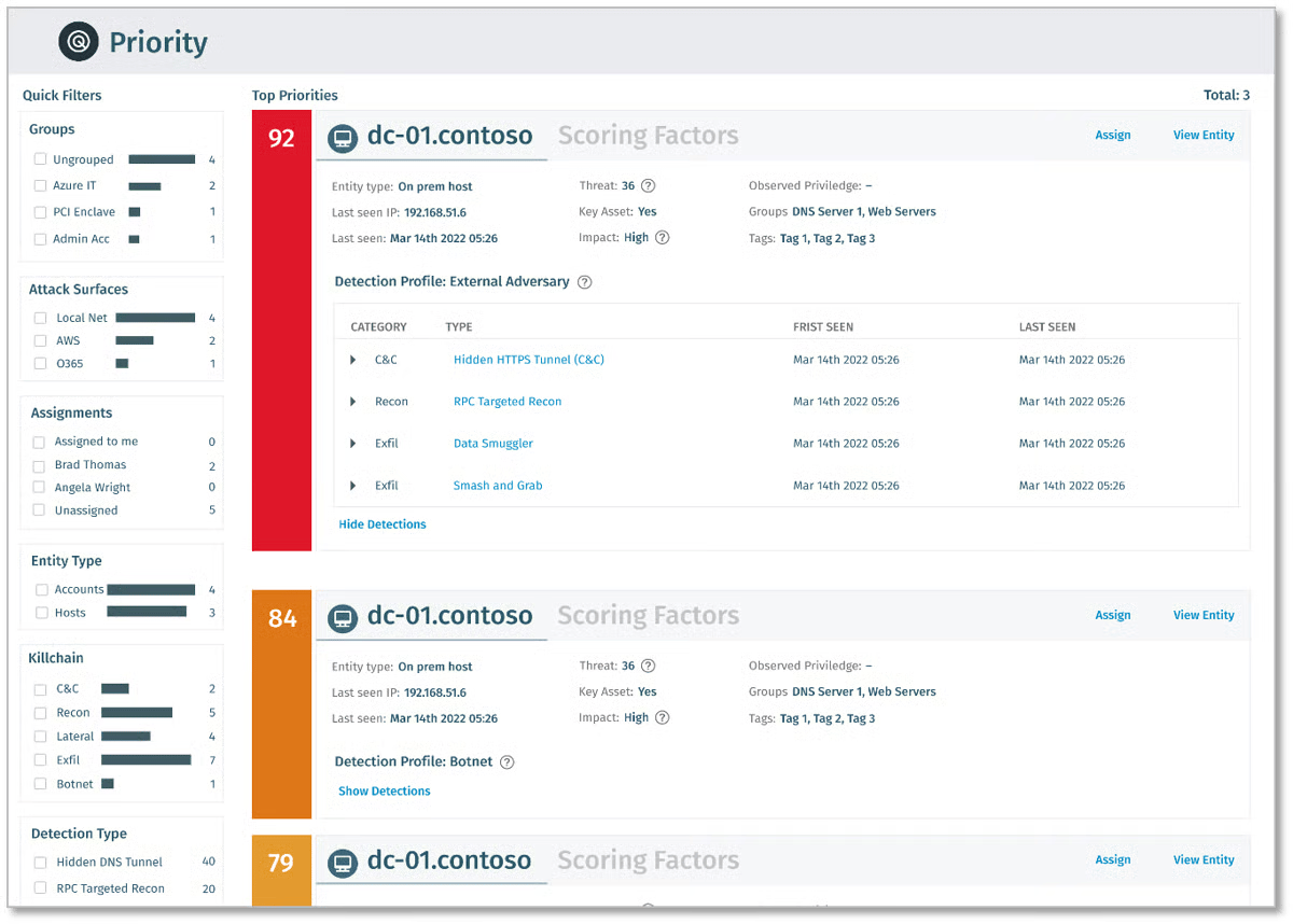 Vectra AI dashboard - AI pentest tool