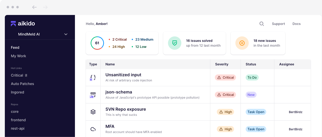 Aikido Security's DAST tools dashboard
