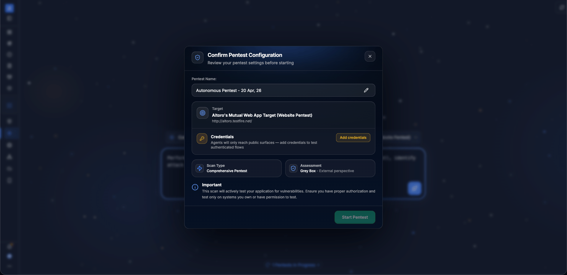 Astra Autonomous Pentesting Onboarding